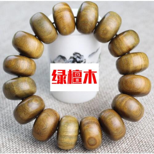 Natural Green Sandalwood Bracelets Solid Wood Beads Rosary Personalized Abacus Men And Women Couple Jewelry
