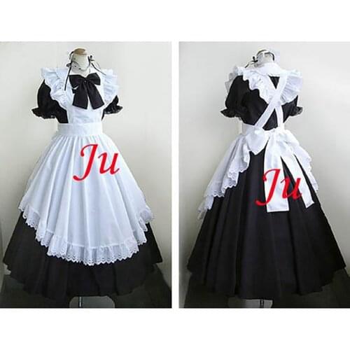 Sexy Sissy Maid Cotton Long Dress Uniform Cosplay Costume Tailor-made[CK738]