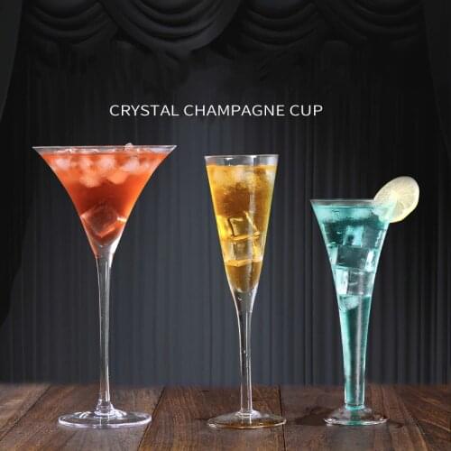 Crystal Glass Champagne Glasses Verre Mariage Wedding Creative Horn High Foot Martini Bubble V Shape Sweet Wine Cocktail Cups