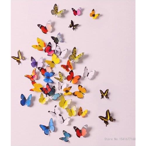 Simulation 3d stereo fake butterfly small sticker wall room decoration girl bedroom flower wall wall sticker house decoration