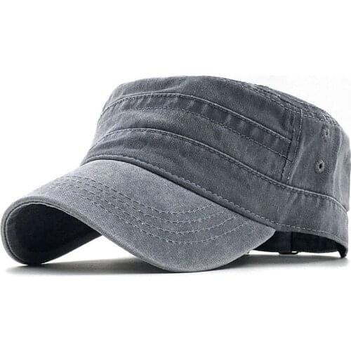 Simple Military cap 100% cotton flat top Hat for men Vintage Army Hat Cadet Military Patrol Cap outdoor fishing cap