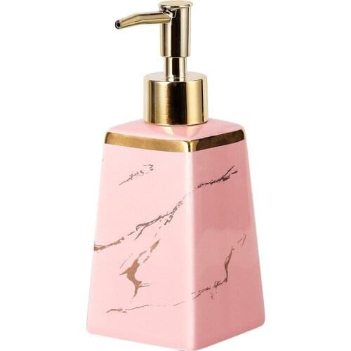 Ceramic Liquid Soap Dispenser Bathroom Shampoo Shower Gel Bottle Gold 304 Stainless Steel Head Bath Hardware Birthday Presents