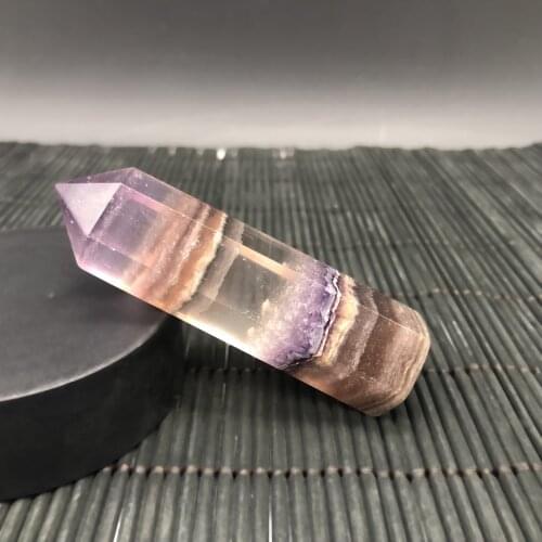 230G Fluorite Healing WAND Point Geomancy Natural Quartz Chakra Purple Green Gem wooden office desk decoration