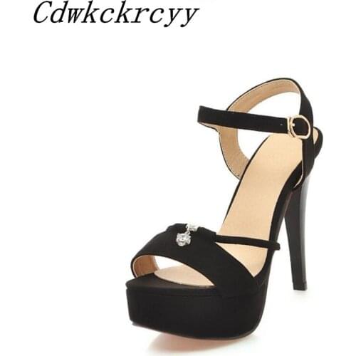 Summer New pattern fashion Europe and America black sexy high heel Women sandals Thick bottom Waterproof temperament Sandals