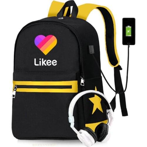 LIKEE Video App New USB Backpack For Teenagers School Students School Bag Likee Women Fashion Trend Computer Mochila