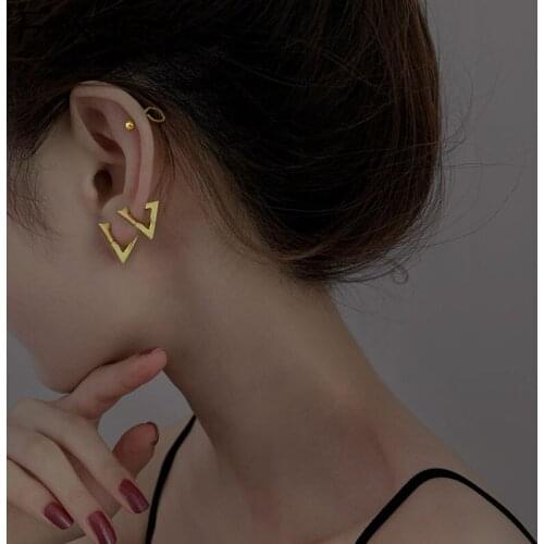 MEWANRY Prevent Allergy 925 Sterling Silver Stud Earrings Ear Buckle New Fashion Couples Simple Triangle Geometric Party Jewelry