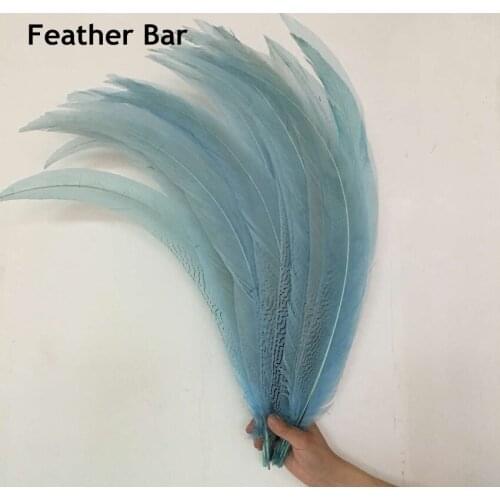 MFeathers Sky Blue Dyed Pheasant silver Feathers 60-65cm 65-70cm 75-80cm Long Chicken Feather Pluma Carnival Decorative Plumages