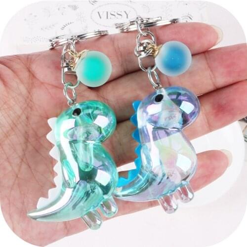 Fashion Cartoon Dinosaur Keychain Cute Colorful Dinosaurs Pendant Car Keyring Bag Decoration Accessories for Women Couple Gift
