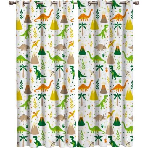 Cartoon Cute Adroable Dinosaur Window Curtains Living Room Fabric Drapes Curtain Home Draperies Curtains for Bedroom