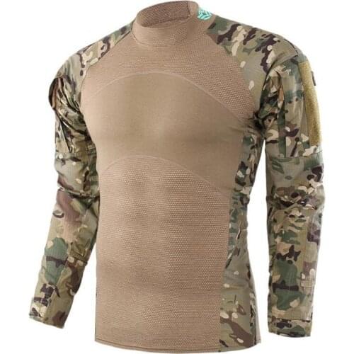 Tactical Camouflage Military T-shirt Tops Outdoor Hiking Hunting Shirts Mens Army Clothes Thermal Breathable Long Sleeve T-Shirt