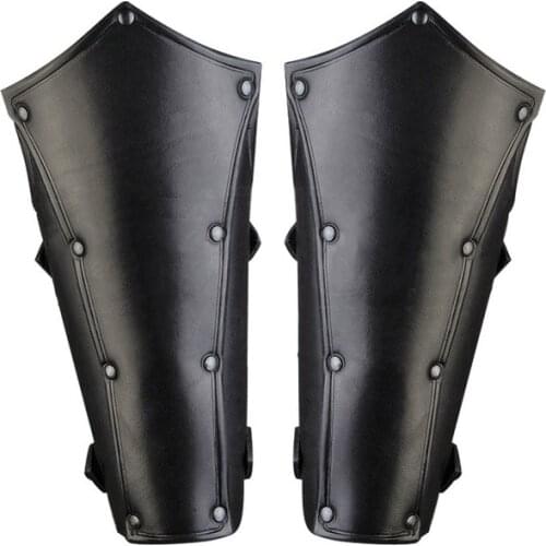 Men Medieval Cosplay Leather Armor Arm Warmers Lace-Up Viking Pirate Knight Gauntlet Wristband Bracer Steampunk Accessories