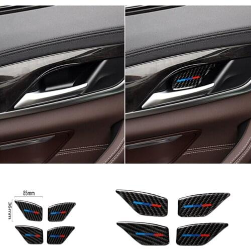 For BMW 5 Series G30 G38 528i 530i 2018 Carbon Fiber Decal Car Door Inside Handle Bowl Cover Car Sticker Auto Interior Styling