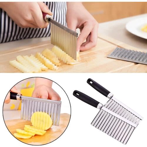 Stainless Steel Potato Chip Wavy Cutter Dough Vegetable Fruit Crinkle Wavy Knife Chopper Cutter French Fry Maker Kitchen Gadgets