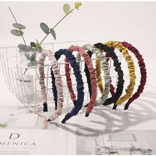 New 2021 Pleated Bubble Headbands Satin Sweet Fashion Non-slip Head Hoop Candy Color Ruched Hair Hoop Hair Accessories