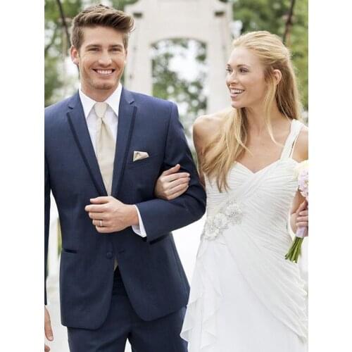 ANNIEBRITNEY Dark Blue 2 Piece Slim Fit Men Formal Suit Tailor Made Groom Wedding Tuxedo 2 Piece Prom Wedding Business Men Suit