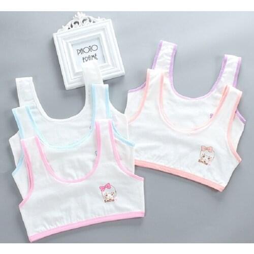 8-18 Years Cotton Teen Girl Training Bra Puberty Underwear Adolescent Vest Wireless Kids Children Tank Tops Dropshipping KF937