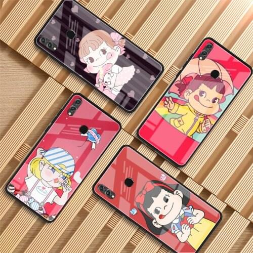 Peko Milky girl Tempered Glass Phone Case For Huawei P20 P30 lite P20 P30 PRO MATE20 lite MATE20PRO Honor 10