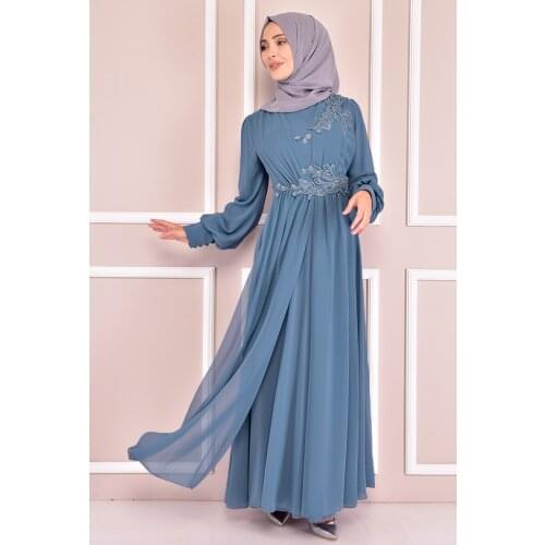 İnci Detay Abiye Mavi KBR10009