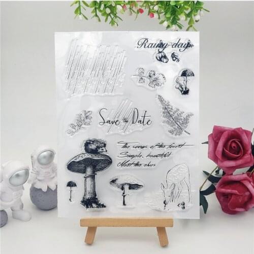 14*18CM Mushroom Rain Transparent Clear Stamps / Silicone Seals Roller Stamp For DIY Scrapbooking Photo Album/Card Making