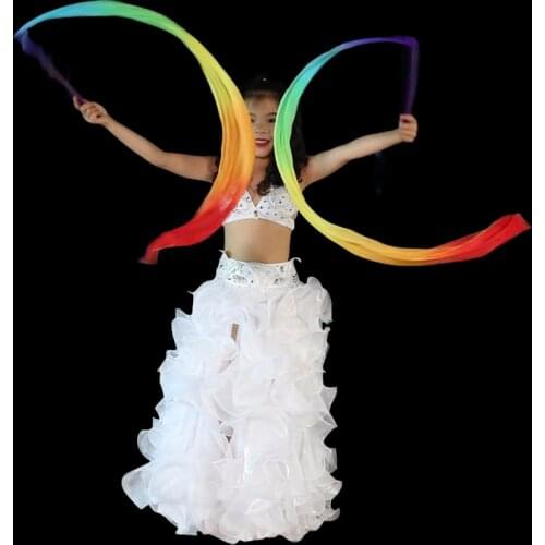 2019 Stage Performance Props Costume Accessories Children Belly Dance Silk Ribbon Set include 2 pieces (1.5/2.0/3.0 Meters)