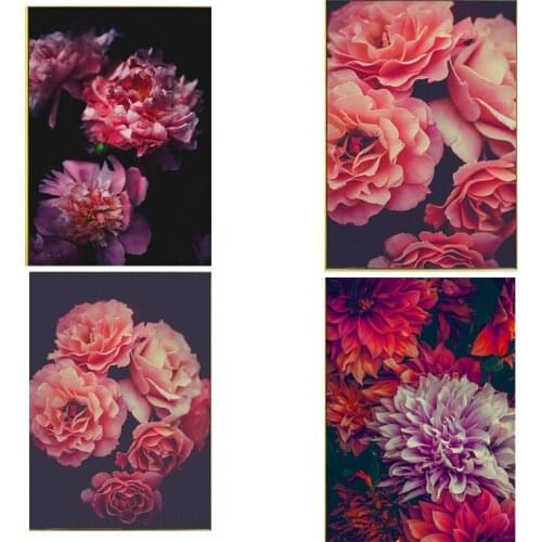 Rose Peony Canvas Painting Flowers Wall Art Poster and Print Pictures For Living Room Bedroom Modern Home Decoration No Frame