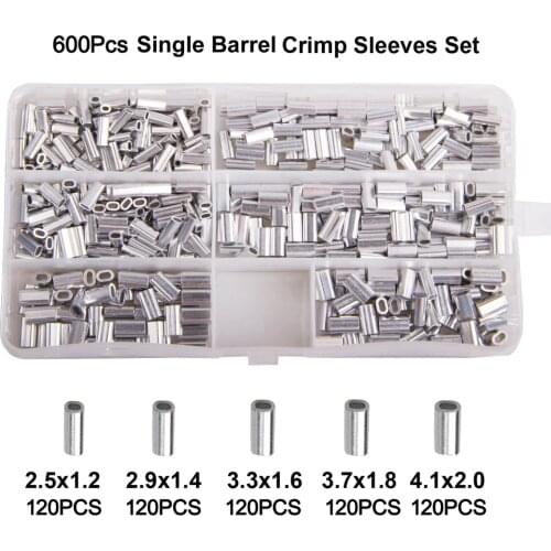 Shaddock 600PCS/Box White Oval Aluminum Fishing Tube Fishing Wire Pipe Crimp Sleeves Connector Fishing Line Accessorie