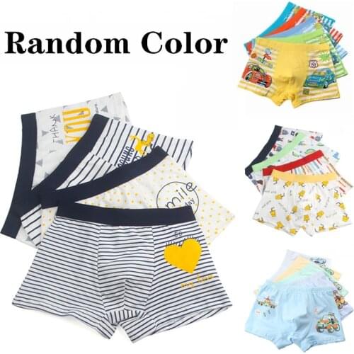 1pc Random Color Boys Underpants Cartoon Letter Printed Kids Briefs Suitable For Four Seasons