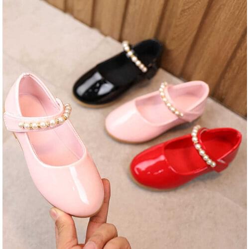 Girls Shoes Pearl Princess Shoes For Baby Kids Bead Mary Janes Shoes Child Dress Shoes Big Girl Party Shoes Spring Autumn Black