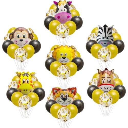 10pcs animal balloons Tiger Zebra Cow foil balloon Birthday Party decor Kids helium ballon zoo theme party Baby shower supplies