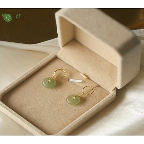 1 Pair 925 Sterling Silver Ear Buckle Green Zircon Pendant Earrings For Women Retro Minimalist Hoops Earrings Fashion Jewelry