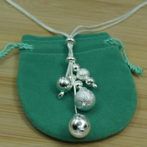 New Fashion 925 Silver Snake Chain Bead Necklace For Women Fashion Party Charm Jewelry Gift