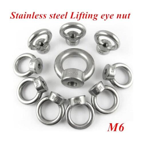 10pcs M6 Stainless Steel Lifting Eye Nuts Round Ring Hook Nut