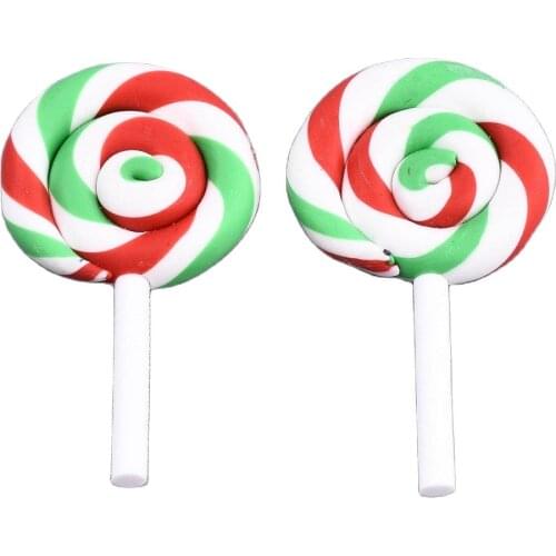 100pcs Handmade Polymer Clay Beads Colorful No Hole Lollipop Beads for Christmas Jewelry Making DIY Bracelet Decoration Crafts