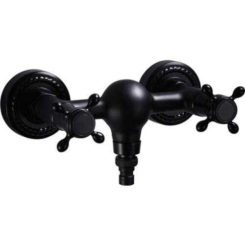 4"&6"Washing Machine Faucet Copper Sink Toilet Tap Wall Mounted Mop Pool Tap Hot Cold Retro Black Faucet Bibcocks Outdoor Faucet