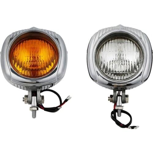 4" Vintage Head Lamp Headlight Clear/Orange Lens For Harley Tour Cross Bones Breakout Dyna Sportster Bobber Chopper Custom phare