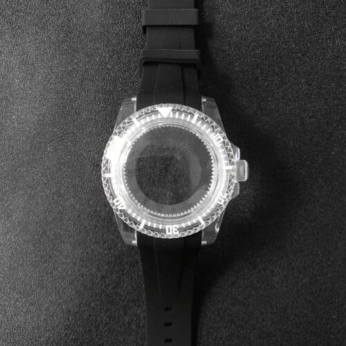 Watch Acrylic Case 40mm Silicone Strap Black Blue Green Red Assembly NH35 Automatic Movement