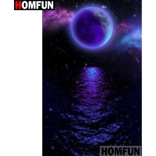 HOMFUN Full Square/Round Drill 5D DIY Diamond Painting "Moon starry sky" Embroidery Cross Stitch 5D Home Decor Gift A16496