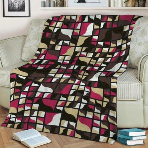 Abstract Geometric Pattern 3D Printed Velvet Plush Throw Fleece Blanket Bedspread Sherpa Blanket Home Decora