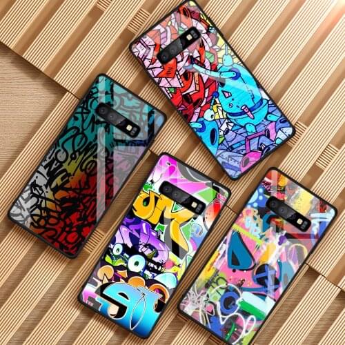 Colorful graffiti Tempered Glass Phone Case For Samsung Galaxy S8 S9 S10 S20 PLUS J6 J8 2018 NOTE 8 9 10 Cover Shell