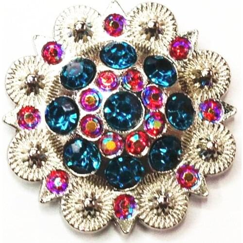 Carft Item Western Concho with Screw Metal Flower Rhinestone Concho for Belt