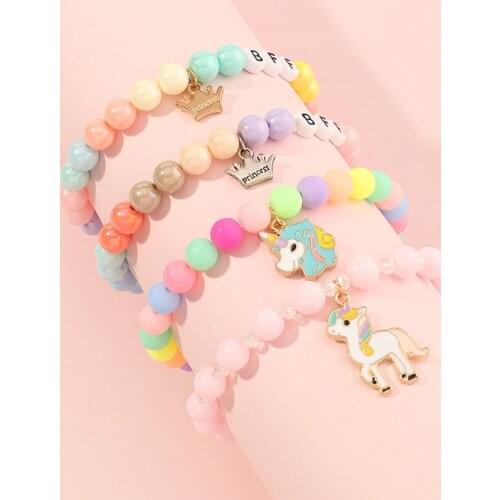 Makersland Children Jewelry Soft Clay Beaded Pendant Bracelets For Girls Frosted Beads Children Charm Cute Design Christmas Gift