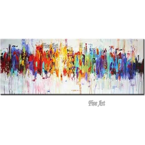 Home Decoration Pieces Acrylic Artwork Hand-painted Heavy Thick Oil Painting Colorful Design Abstract Wall Canvas Art Panel Set