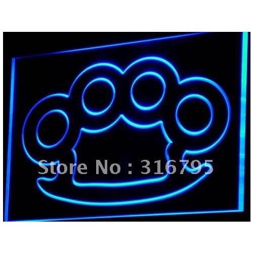 I778 Knuckles Brass Weapons Bar Pub LED Neon Light Light Signs On/Off Switch 20+ Colors 5 Sizes