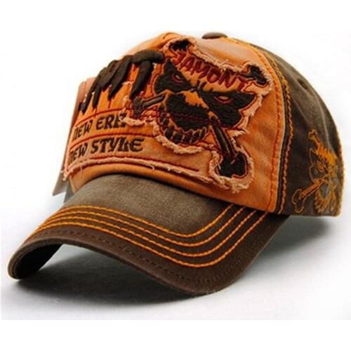Cotton Fashion Skull Hat Leisure Baseball Cap for Men Snapback Hat Retro Embroidery Womens Cap Wholesale