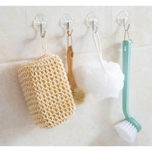 Adhesive Wall Hooks Clear Design Seamless Easy Installation Heavy Duty Nail Free Hooks For Bathroom Kitchen Iving Room Bathroom