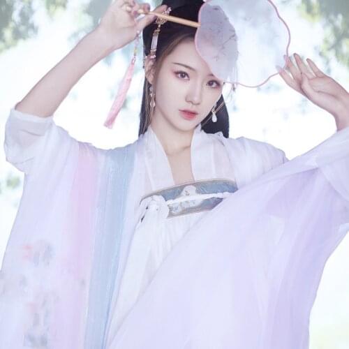 WYJN White Aesthetic Fairy Costume Thematic Photography Tang Dynasty High Waist Ruqun Classical Dance Stage Show Drama Hanfu