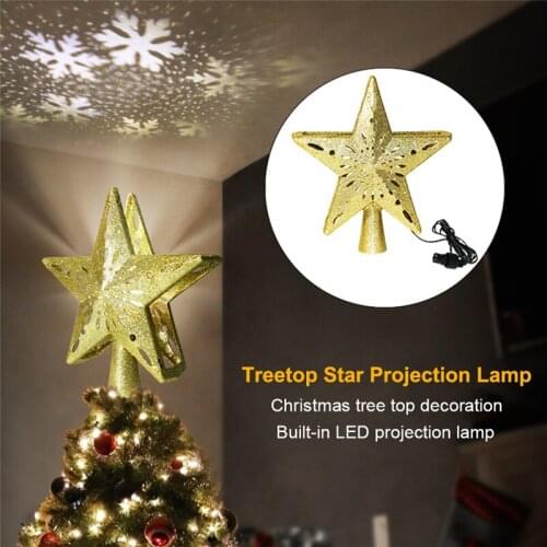 Christmas Tree LED Snowflake Star Projection Lamp Tree Topper Decoration LED Projector Lighting Xmas Party Lamp for Home Store