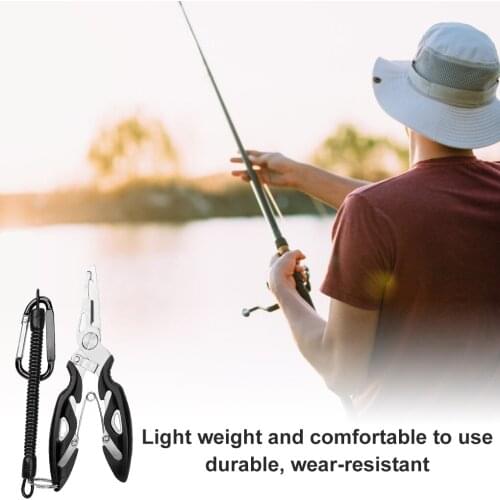 Multifunctional Fishing Pliers Scissors Line Cutter Hook Remover Fishing Clamp Accessories Tools With Lanyards Spring Rope