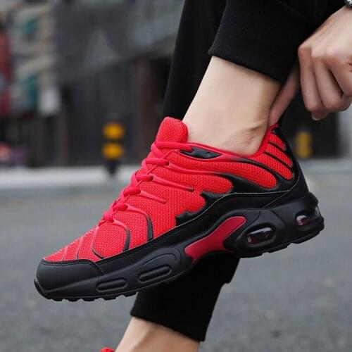 2020 Breathable mesh Men Sneakers Comfortable Air Cushion Outdoor Walking Heightened Red Running Shoes Big Size 46