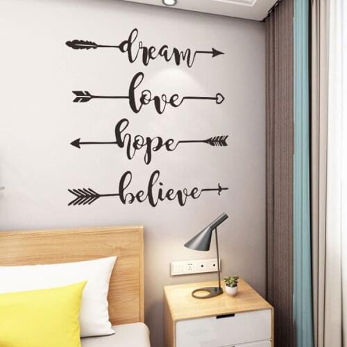 Dream Love Hope Believe Wall Sticker Inspirational Office Wallpaper Living Room Bedroom Decoration Home Decor Art Murals